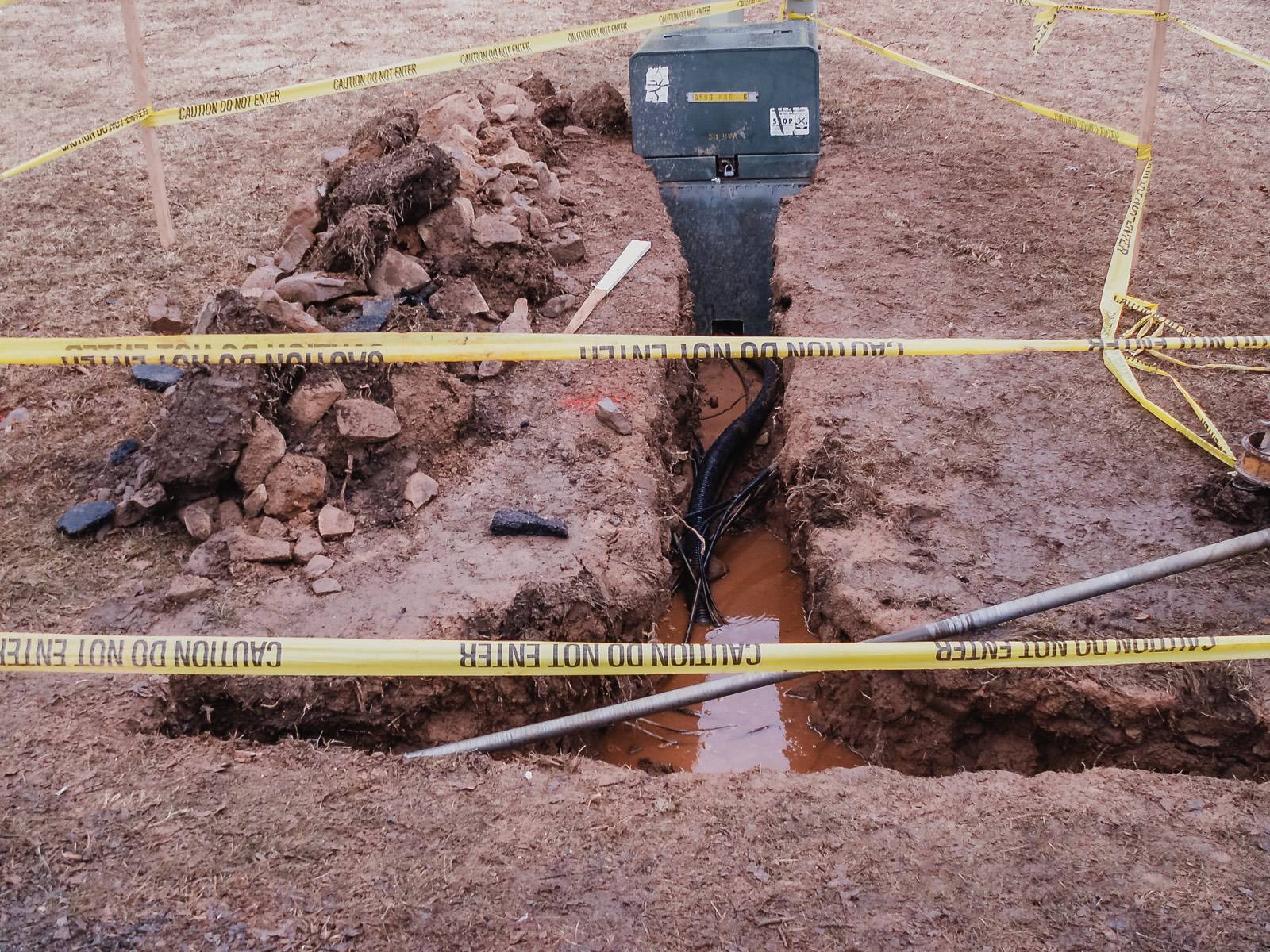 Trench to a padmount transformer